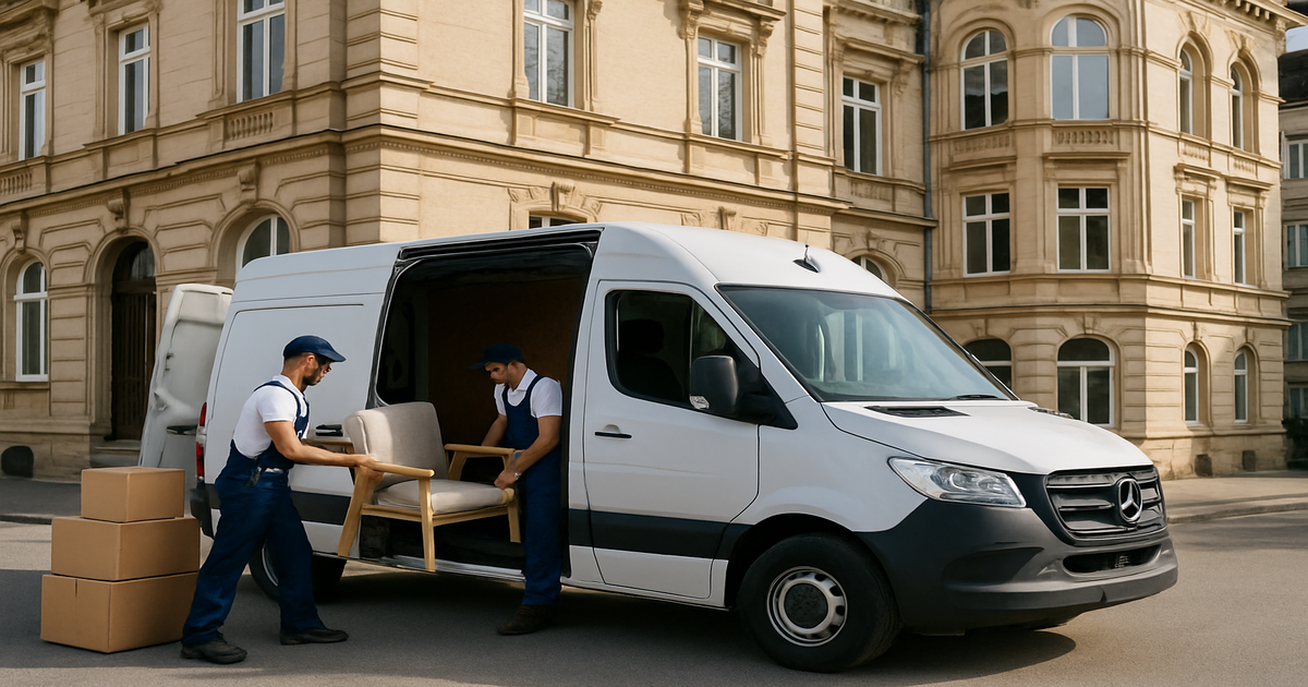 Professionelle Umzugshelfer in Wiesbaden beim Möbeltransport